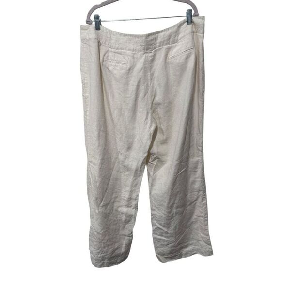 J. Jill Cream Linen Button Zip Fly Wide Leg Beachy Coastal Pants Size 18 Summer - Picture 11 of 16